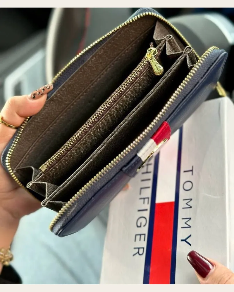 محفظة طويلة بسوستة وشريط ملون 3
